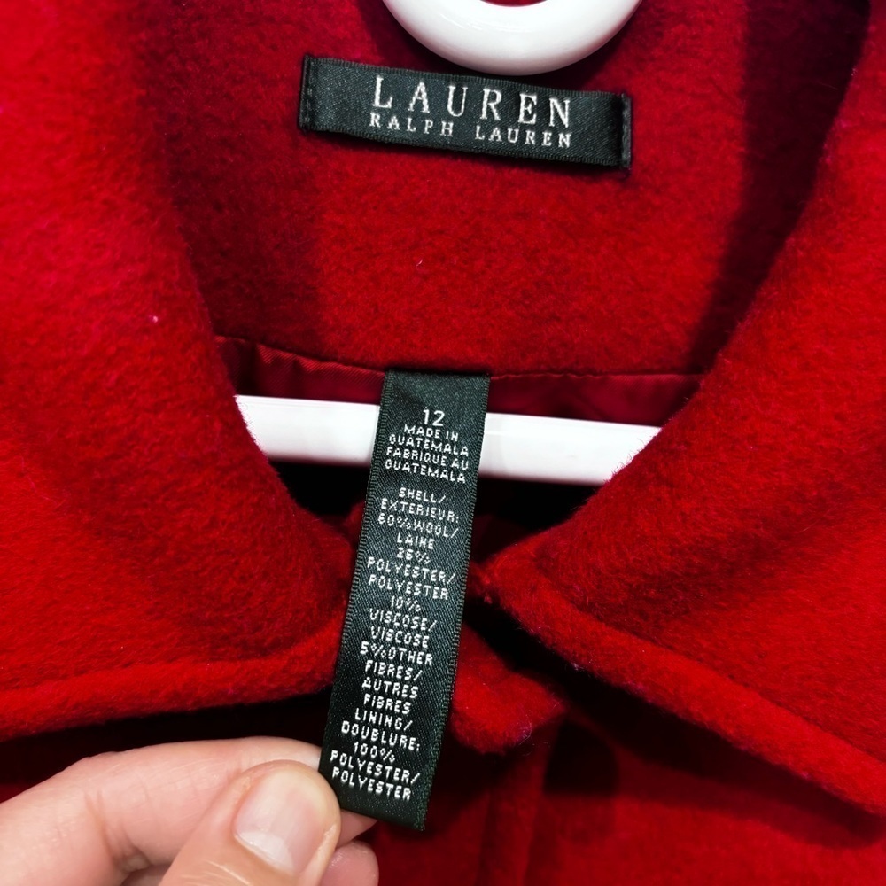 Lauren Ralph Lauren Wool Blend Coat Jacket Red Women’s Size 12 - Picture 2 of 16